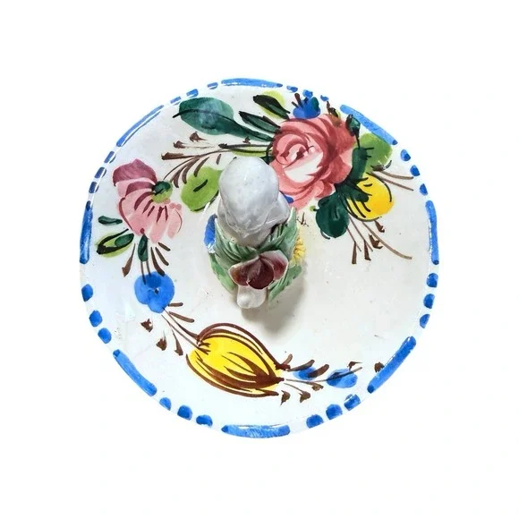 Vintage Italy Hand painted Ceramic Ring Dish Capodimonte Style Cherub Floral Sca - Picture 6 of 8